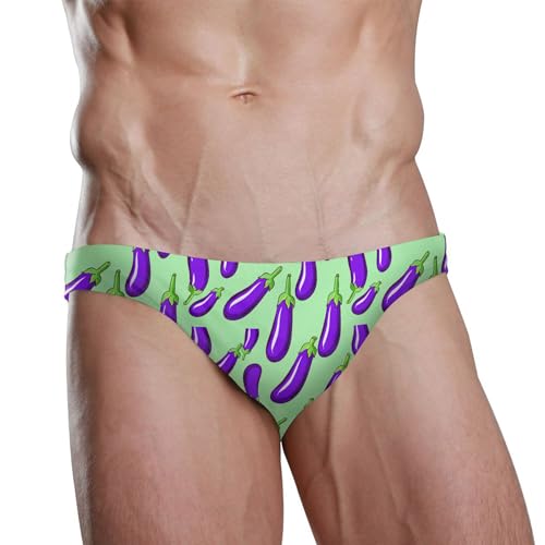 Purple Eggplant Vegetable Swim Briefs for Men Swimsuit Bikini Swimwear S B04047622