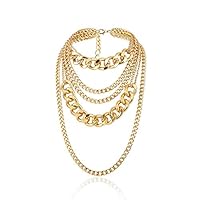 IHLOOTD Kubanische Halskette Damen Goldene Dicke Halskette Layering Necklace Gold Hip Hop Necklace Dicke Goldkette Karneval für 80er 90er Jahre Accessoires, Karnevalszubehör, Geschenke für Frauen