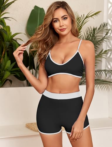 ZAFUL Women's Sporty High Waisted Bikini Shorts Sets Tummy Control Swimsuits Modest Bathing Suit Shorts Swim Suits Teens4