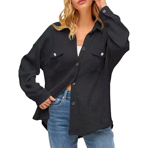 TcIFE Elegantes Vintage-Shirt für Damen, einfarbig, Vintage-Design, Langarm-Jacke und elastische Bündchen
