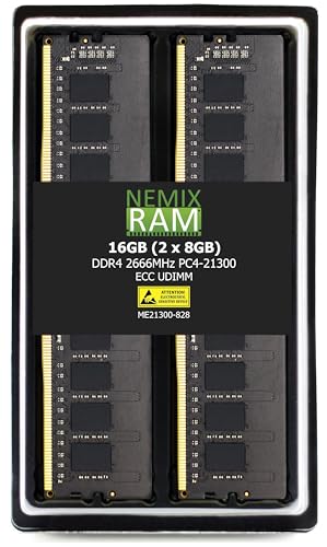 16GB (2X8GB) DDR4 2666MHz PC4-21300 2Rx8 1.2V CL19 288-PIN ECC Unbuffered UDIMM Memory KIT NEMIX RAM
