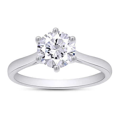 SAVEARTH DIAMONDS 6�v�����O �\���e�B�A�X�^�C�� 6.5mm ���E���h�J�b�g �l�H���A�b�T�i�C�g �_�C�������h �\���e�B�A �E�F�f�B���O �v���~�X�����O �����p 14K�S�[���h�I�[�o�[�X�^�[�����O�V���o�[ (D�J���[�AVVS1�N�����e�B0