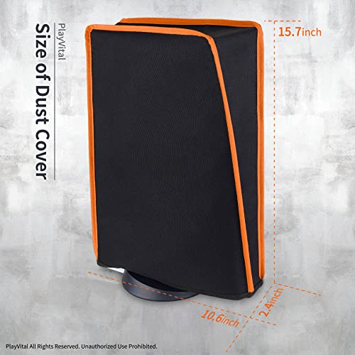 Image of PlayVital Black Nylon Dust Cover for PS5, Soft Neat Lining Dust Guard for PS5 Console, Anti Scratch Waterproof Cover Sleeve for ps5 Console Digital Edition & Disc Edition - Orange Trim