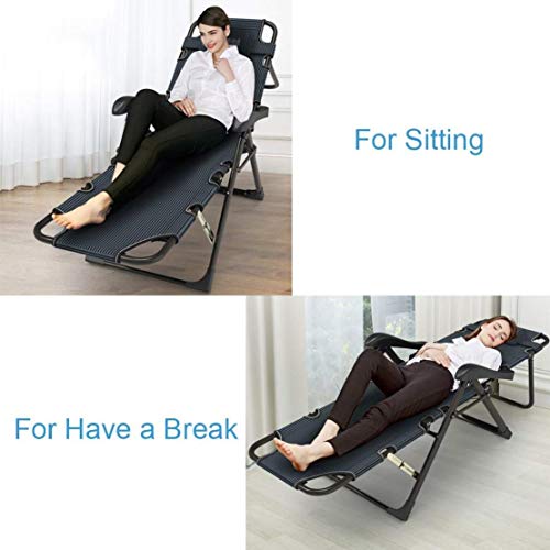 Chaises longues de patio pliantes grises avec oreiller de jardin BL - 5