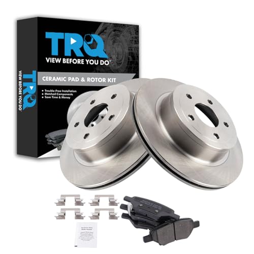 Image of TRQ Rear Brake Pad and Rotor Set Semi Metallic Rotors Compatible with 2008 Chevrolet Cobalt