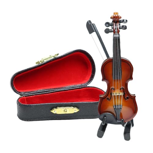 Tiny Worlds Smallest Emergency Violin Miniature Wooden Instrument Model Creative Mini Musical Instrument for Men and Women Gifts Mini Violin for Dollhouse Home Office Decor