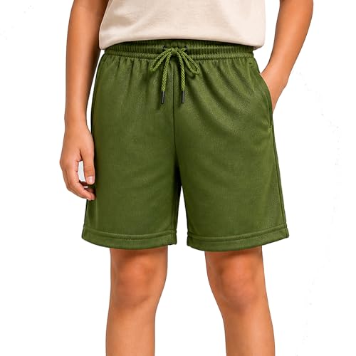 Image of RISH Kids Dri-Fit Sports Shorts for Boys & Girls | Breathable Polyester Activewear Shorts with Elasticated Waist, Drawstring & 2 Side Pockets | Solid Colours | Single and Multi Packs