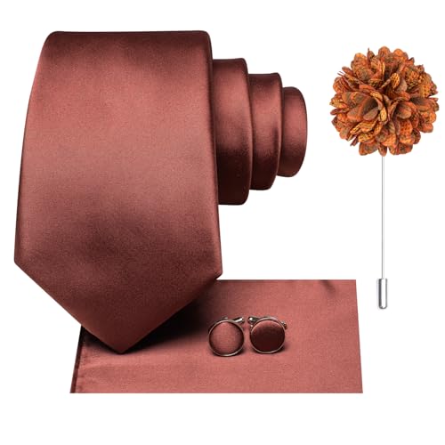 Image of Hi-Tie Men's Tie Lapel Pin Set Pocket Square Cufflinks Formal Woven Silk Tie Sets Wedding Party