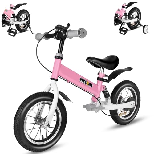 bikeboy Balance Bike 3 in 1,The Dual Use of a Kids Balance Bike and Kids Bike,12 14 Inches for 2-6 Years Old,with Shock Absorbers, Fenders, Pedals, Auxiliary Wheels
