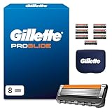 Gillette Lot De 8 Recharges De Rasoir pour Hommes Proglide authentiques, Cartouche A 5 Lames Ultra Affutées, Nouvelle Lubrification, Bande Lubrifiante x2, Rasage du Visage Flexible
