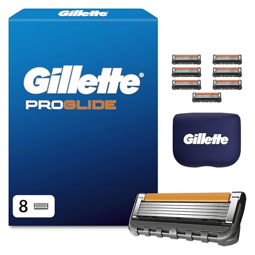 Gillette Fusion Proglide Rasierklingen Herren, 8 Original Ersatzklingen — 2X Gleitstreifen vor und nach Den Klingen und Everglide Gleitstreifen für Unglaubliche Gründlichkeit und Komfort