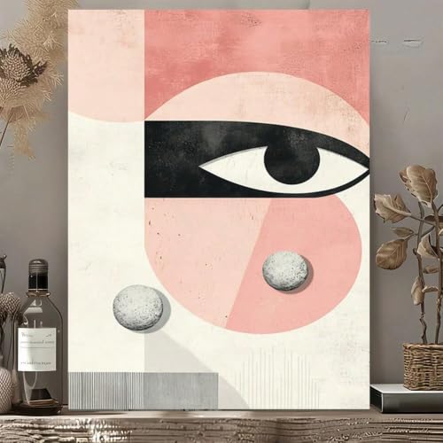Tableau abstrait moderne œil rose 60x80cm art contemporain - 2
