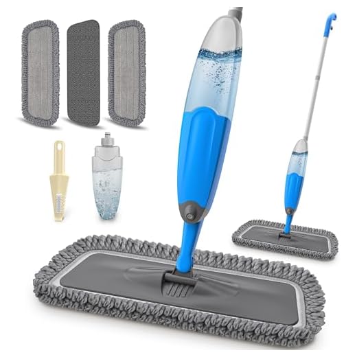 Microfiber Spray Mop for Floors Cleaning, EXEGO 360 Degree Spin Hardwood Floor Mop Laminate Floor Cleaning Mops Dry Mop for Hardwood Laminate Floor Ceramic Microfiber Mops with 3 Washable Mop Heads