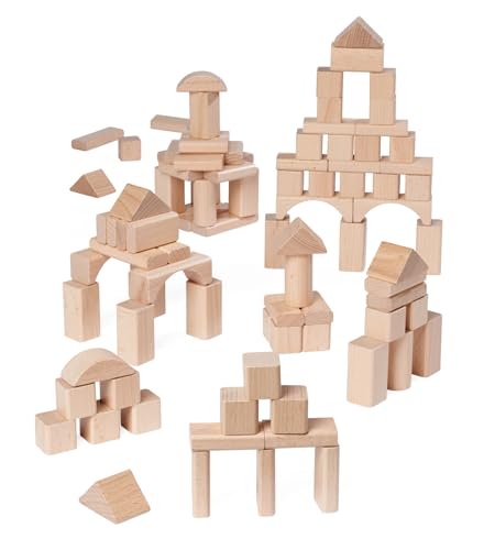Eichhorn 100010141 100 naturfarbene Holzbausteine in der Aufbewahrungsbox mit Kordel und Sortierdeckel, für Kinder ab 1 Jahr – Ansicht 5