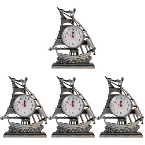 MAGICLULU 4 Piezas Decoración del Reloj Retro Despertador De Mesa Despertador Ruidoso Relojes Reloj Nocturno Reloj De Pared Radiocontrolado Estatuilla De Alarma con Luz El Plastico