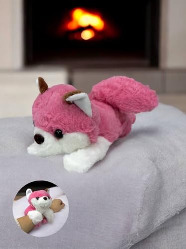 Image of Happykiddy Pink Fox Plush Slap Bracelet, Soft Stuffed Animal Wristband, Cute Toy for Kids 26cm
