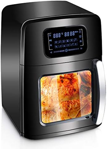 12.4Qt XL Air Fryer Oven with Large Viewing Window, 12-in-1 Programmable Electric Hot Deep Fryer Combine with Food Dehydrator, LED Touchscreen, 7-Piece Accessories, Rotisserie, Auto Stirring - 1700W