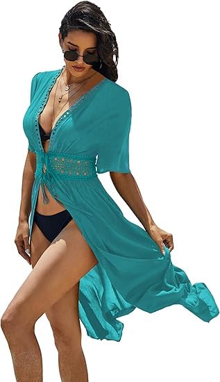 ELESOL Womens Swimwear Cover Ups Sexy Open Front Beach Bikini Swimsuit Kimono Cardigan Cover Up Long Flowy Beachwear