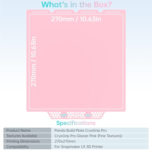 Image of BIQU CryoGrip Pro Glacier Pink Compatible with Snapmaker U1 3D Printer 276x304.5mm Panda Build Plate Double Sided Upgrade Plate Removable Surface Platform