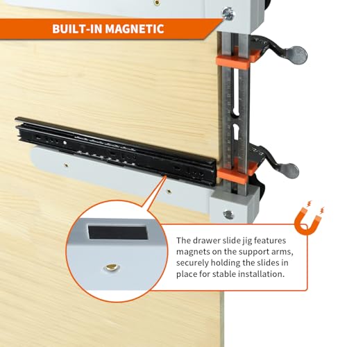 Image of RUITOOL Drawer Slide Jig with Toggle Clamp & Magnetic Arm - Precision Cabinet Drawer Jig Tool with Laser-Engraved Dual-Scale Mark for Mounting Drawer Slide, Fast & Accurate Installation for DIY & Pro