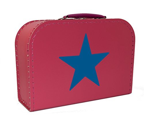 Preisvergleich Produktbild Kinderkoffer Fuchsia mit Motiv Stern, Pappkoffer, 25cm (Stern blau)
