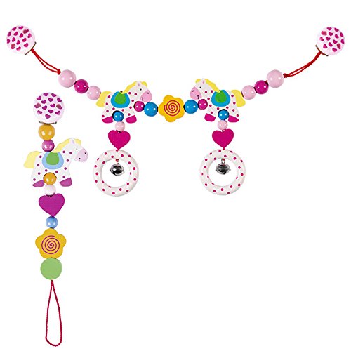 Preisvergleich Produktbild Heimess Kinderwagenkette & Schnullerkette / / Pferd / / Holz / / 2-TLG.-Set