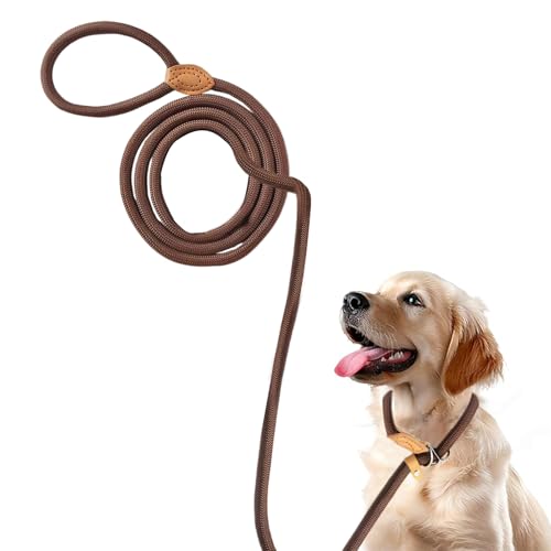 Correa de retriever con parada de tracción, 180 cm de largo, 1,4 cm de ancho, correa para perros y collar en uno, correa ajustable para perros con costuras reflectantes, collar para perros de todos