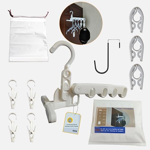 ZCircle Perchas de viaje plegables, perchas plegables portátiles, estante para colgar, viajes familiares, viajes de negocios, apartamento de hotel, apartamento de estudiantes, perchas de ropa, clips,