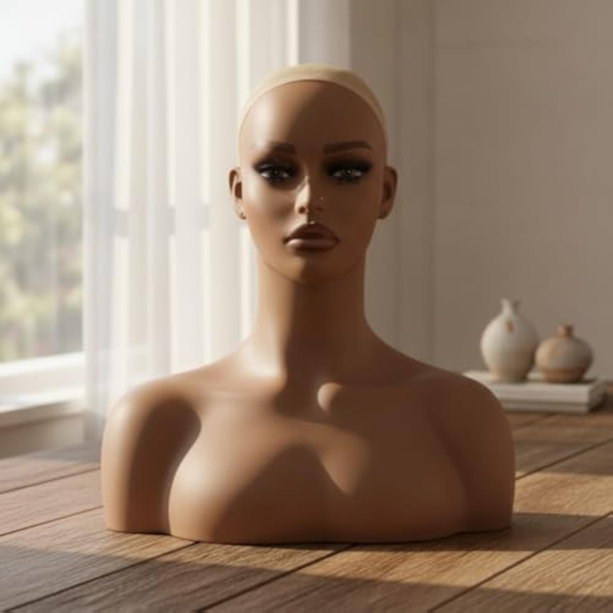 Smooth Realistic Jewelry Display Bust with Shoulders