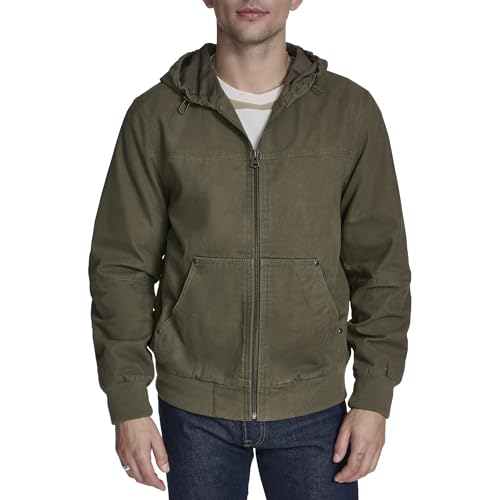 Levi's Men's Workwear Cotton Canvas Hoody Bomber Jacket, Olive Tree