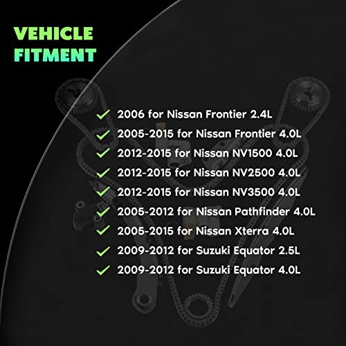 Scitoo Timing Chain Kit Fits For 2005-2015 Nissan Frontier Nv1500 Nv2500 Nv3500 Pathfinder Xterra Suzuki Equator 2.5L 2.4L 4.0L #TOP2