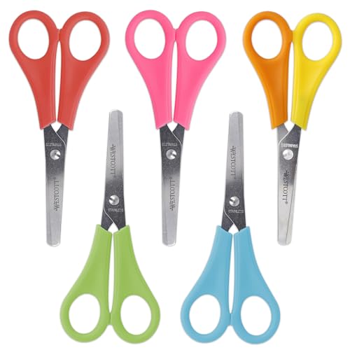 Miniatura 2 de Westcott Tijeras para niños, 30 unidades en caja expositora | Tijeras con escala integrada de 5 cm | Tijeras para manualidades de 13 cm (5"), ideales para manos infantiles | Punta redondeada | E-2150S