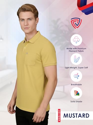 Image of Lux Cozi Men's Cotton Blend Polo T-Shirt with Chest Pocket | Collar T-Shirts for Men | Half Sleeves | Plain - Regular Fit (Pack of 2)