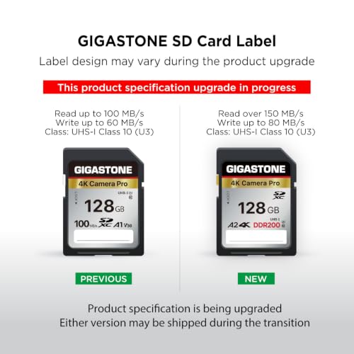 Image of 【5-Years Data Recovery】GIGASTONE 128GB SD Card 4K Camera Pro, 150MB /s Read