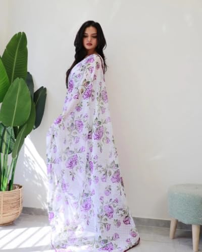 Image of Sidhidata Women's Georgette Digital Printed Ready To Wear one Minute Saree With Unstitched Blouse Piece