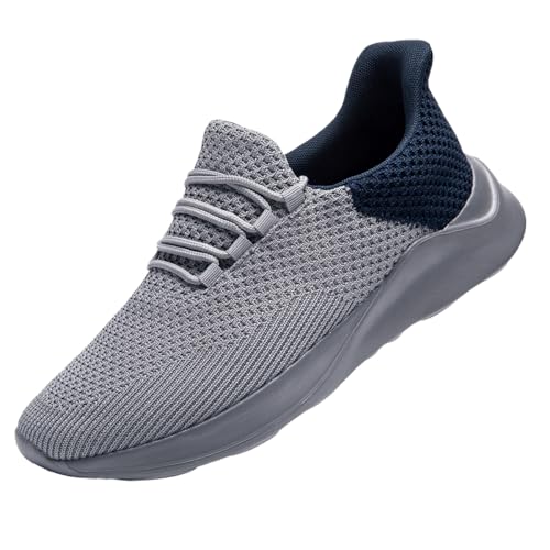 Image of DLWKIPV Womens Walking Running Shoes Tennis Slip On Sneakers Gym Workout Sport Lightweight Breathable Mesh Comfortable Casual Gray 9