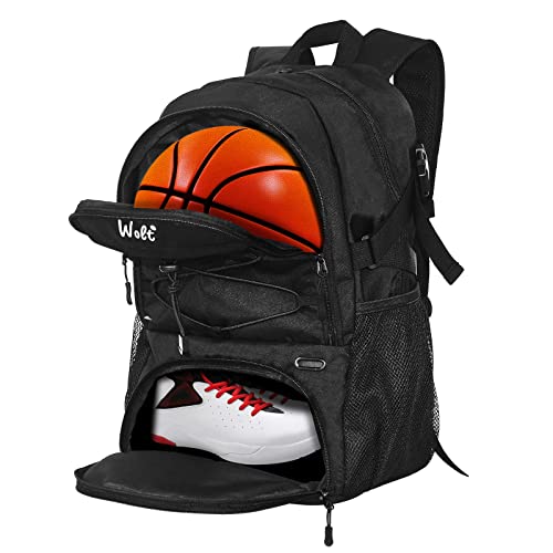 WOLT | Basketball Backpack Large Sports Bag with Separate Ball Holder & Shoes Compartment, Best for...