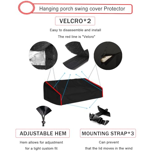 Hanging-Porch-Swing-Cover-Waterproof-Outdoor-Hanging-Swing-Cover-with-Seam-Taped-Hanging-Patio-Swing-Cover-Oxford-Cloth-Windproof-Black-85-45-2820inch Hanging Porch Swing Cover Waterproof Outdoor Hanging Swing Cover with Seam Taped Hanging Patio Swing Cover Oxford Cloth Windproof Black 85 45 2820inch