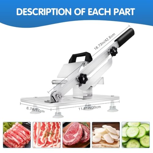 Manual Frozen Meat Slicer Meat Cutter Upgraded Stainless Steel Meat Cleavers Beef Mutton Roll Slicing Machine Vegetable Meat Slicer for Home Cooking Hotpot Shabu#2