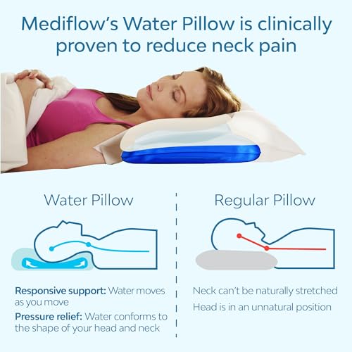 Mediflow Original Fiber Water Pillow - Twin Pack, Polyester, Bed Pillow, Neck Pain Relief, Multi Position Sleeper