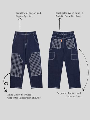 Image of olele Girls Super Jeans Collection for 4-14 Yrs | Stretchable Cotton Denim Trousers | Blue Jeans for Kids | Baggy Denim Pants | Cargo Pants for Girls