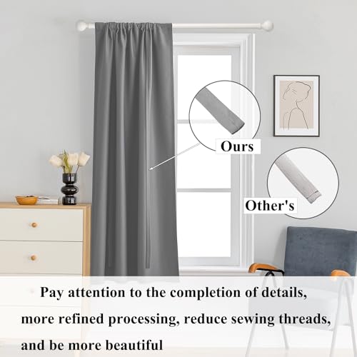 Homeyho C_SXKQ_BLACKOUTSOLIDLUOMAGRAY60120 Thermal Insulated Tie Up Curtains Rod Pocket Short Curtains For Small Window Room Darkening Roman Curtains For Living Room Balloon Shades thumb #4