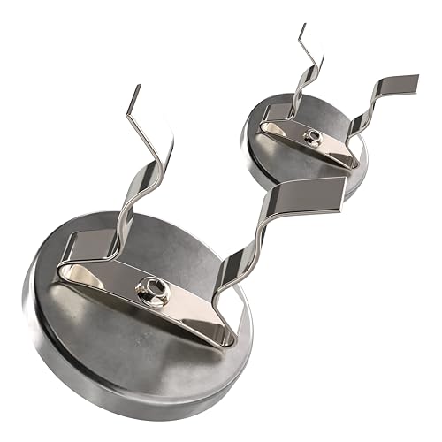 Master Magnetics Ceramic Round Base Magnet with Silver Spring Clamp Pack - Heavy-Duty Strong Magnets - 35 lb Pull Each - Nickel-Plated - 2.04' D - 2.210' H - 2-Pack