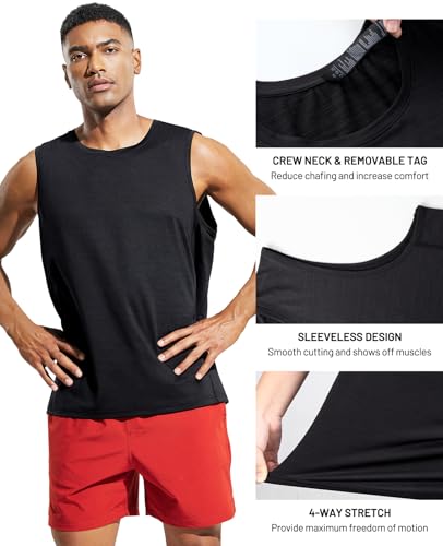 Image of MIER Men's Sleeveless Tank Top Dry Fit Workout Muscle Tee Shirt for Running Athletic Gym Sports Training, Moisture Wicking