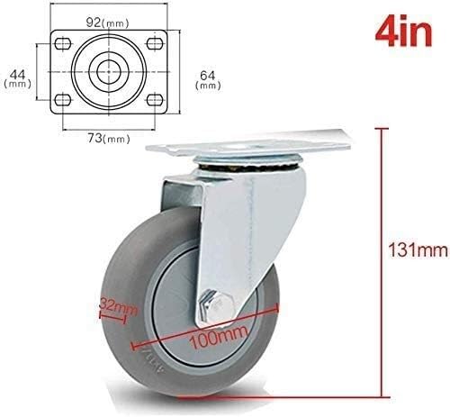 rotelle， Carrello girevole ad alte prestazioni, pneumatici in gomma piena da 4", resistente senza freni