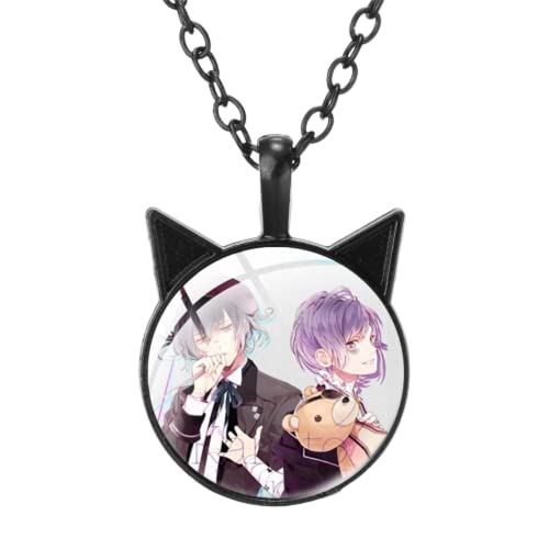 Collier avec pendentif oreilles de chat Diabolik Lovers - Pour cosplay - Art photo en verre - Longue chaîne pour fans, Zinc