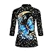 Oramclsy Butterfly Womens Golf Shirts 3/4 Long Sleeve V Neck Button Down Shirts Moon Versatile Athletic Apparel Business Causal Work Blouses Tops Slim Suitable for All Body Types