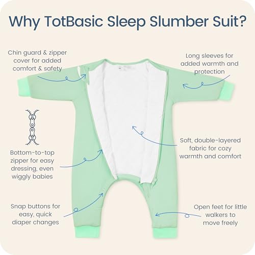 Image of Baby Sleep Sacks with Feet, 1.0 TOG Long Sleeve Wearable Blanket for 0-6M Infants & 2T-4T Toddlers, Soft and Cozy