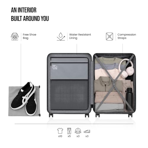 Image of HRX Force 2-Piece Luggage Set (Cabin + Medium) Dark Green Polycarbonate Hard Shell Suitcase Set - Premium Travel Trolley Bags with 8 Spinner Wheels, Number Lock & Water Resistant Body
