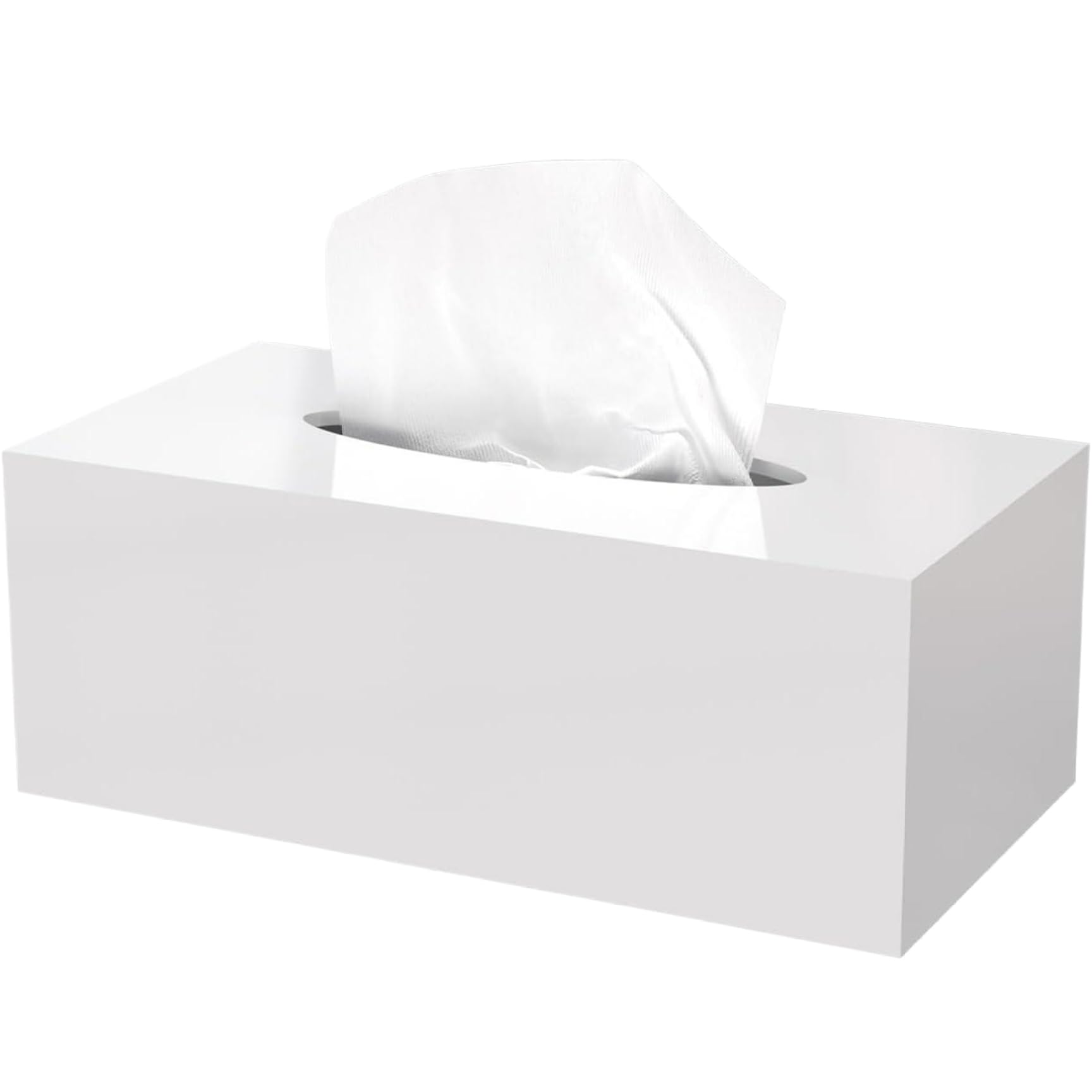Tsawntd Tissue Box Cover Rectangle Large Capacity Lightweight Acrylic Tissue Box Cover with Openable Bottom White Minimalist Holder for Home, Hotel, Restaurant Holder